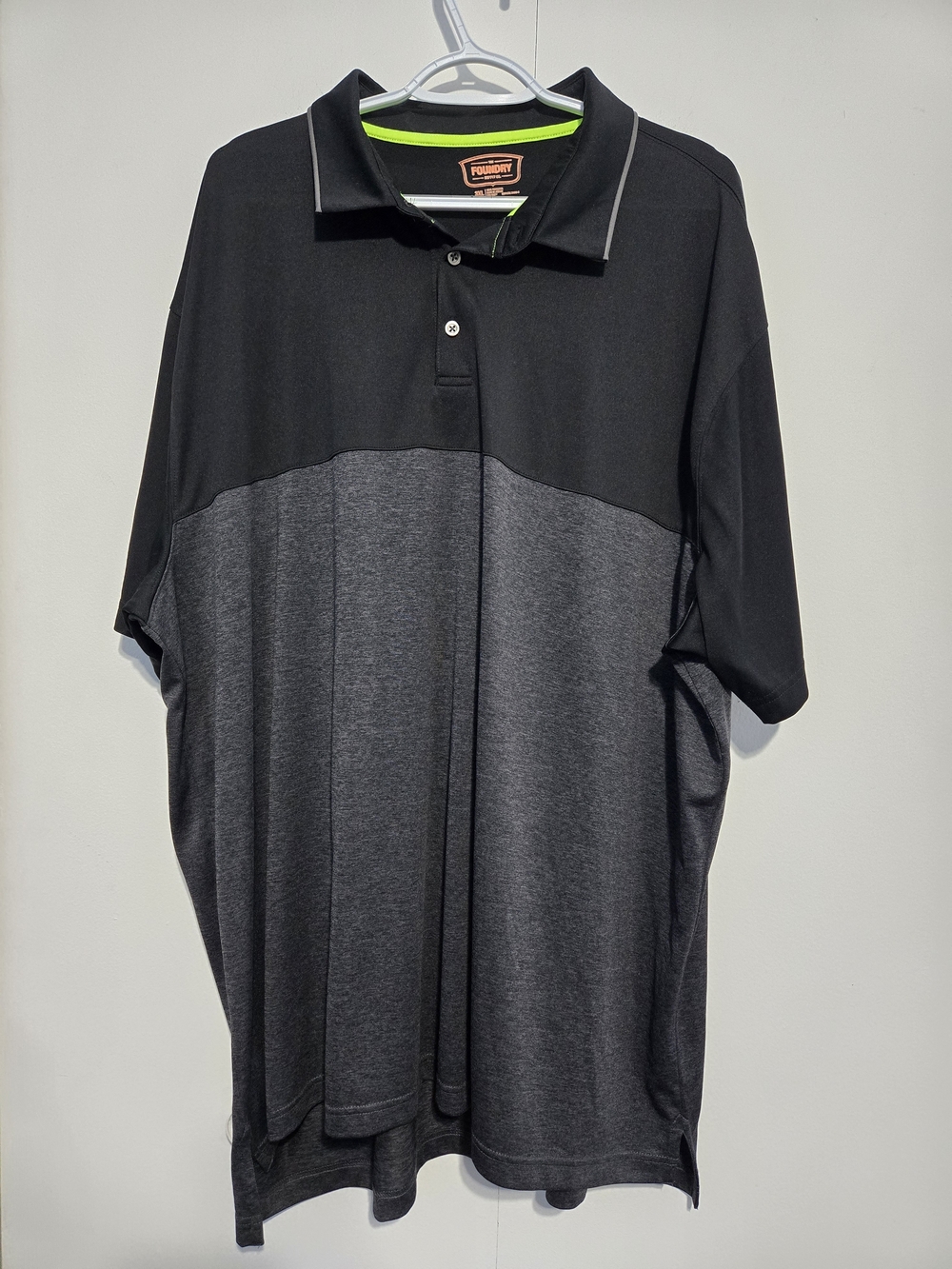 Foundry Supply Co Polo Shirt Men’s 3XL Black Gray Colorblock‎ Performance Golf